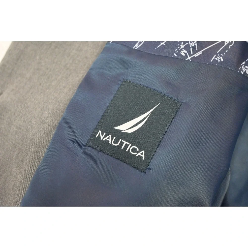 Nautica 2 Piece Suit Mens Size 44L 36x32 Grey Two Button Formal Excellent